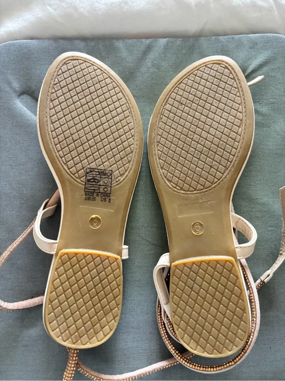 Miss Lola Cream Sandals with Rose-Gold Braided Straps